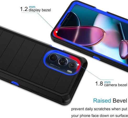 Tekcoo Case For Motorola Edge Plus 5G UW 2022 | Moto Edge 30 Pro X30 | XT2201 [Built-in Screen Protector] Holster Belt Clip [Military Grade 12FT Drop Tested] Full Body Carrying Kickstand Cover - Black in Kuwait