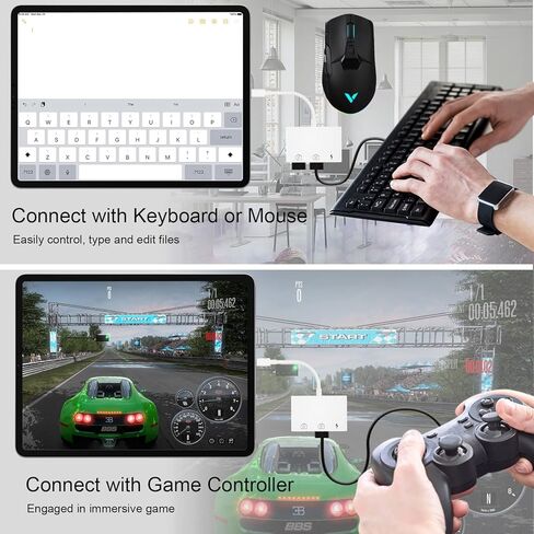 محول AMLLXEN iPad USB، محول USB إلى iPhone ثنائي USB مع منفذ شحن، محول USB للإضاءة لجهاز iPhone/iPad، متوافق مع محرك فلاش USB والكاميرا والماوس ولوحة المفاتيح، يدعم iOS 9.2 إلى 16+ in Kuwait