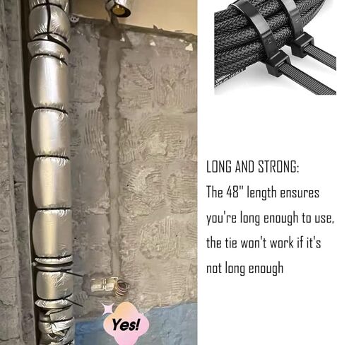 اربطة كيبلات كبيرة بسحاب طويلة للغاية شديدة التحمل من البلاستيك بسمك 48 انش، عبوة من 15 قطعة in Kuwait