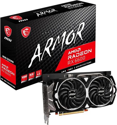 بطاقة الرسومات MSI Gaming AMD Radeon RX 6600 8GB GDDR6 128-bit HDMI/DP 2491 MHz Boost Clock FreeSync DirectX 12 VR Ready Graphics (RX 6600 Armor 8G V1) in Saudi Arabia