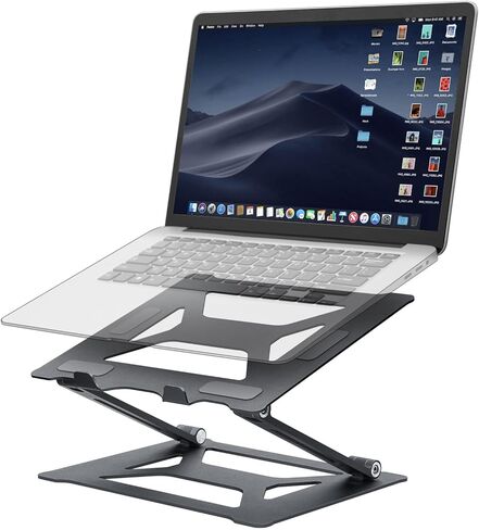 حامل أجهزة الكمبيوتر المحمول TOKREAL، لأجهزة الكمبيوتر المحمولة Apple MacBook Air Pro 11-16 بوصة، ارتفاع وزاوية قابلة للتعديل، سبائك الألومنيوم، قابلة للطي والمحمولة، للمكتب، المطبخ، المدرسة، الوصفة، المجلة، الكمبيوتر اللوحي، كيندل، أسود فضي in Kuwait