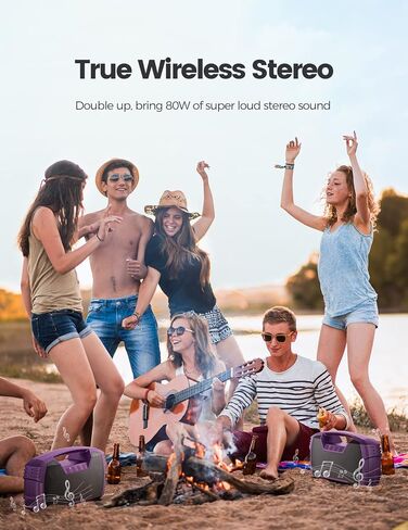 Outdoor Bluetooth Speaker, IPX7 Waterproof, 90W Peak, 32H, Black | Floating design, deep bass, TWS stereo, portable handle, rugged build for pool days, beach trips, kayaking, and hiking in Kuwait