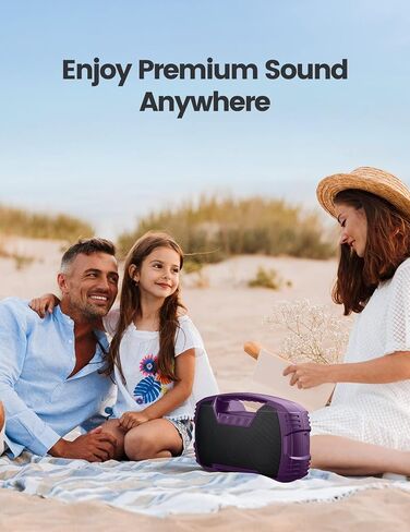 Outdoor Bluetooth Speaker, IPX7 Waterproof, 90W Peak, 32H, Black | Floating design, deep bass, TWS stereo, portable handle, rugged build for pool days, beach trips, kayaking, and hiking in Kuwait