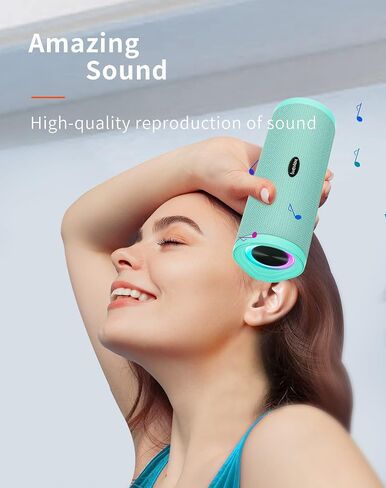 HEYSONG Portable Bluetooth Speaker, Wireless Outdoor Speakers, IPX7 Waterproof, 40H Playtime, TF Card, Loud Stereo Sound for Beach, Boat, Pool, Camping, Bike, Shower, Gifts for Men in Kuwait
