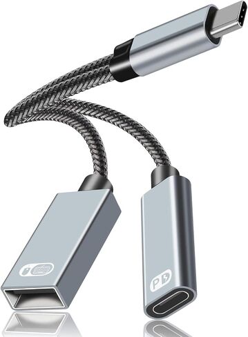 محول USB C الى USB مع شحن من النوع C، مقسم او تي جي 2 في 1 نوع C 3.0 مع شحن سريع 18 واط متوافق مع جالكسي اس 21 اس 20 اس 20 بلس نوت 20/10 سويتش وال جي في 40 في 30 جي 8 وجوجل بكسل 4 اكس ال وجوجل تي في in Kuwait
