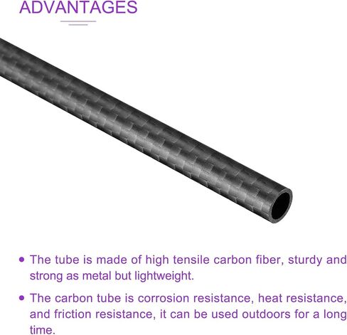 DMiotech 2 Pack 8mmx6mmx330mm Carbon Fiber Round Tubes, 3K Roll Wrapped Carbon Tube for RC Quadcopter, RC Airplane in Saudi Arabia