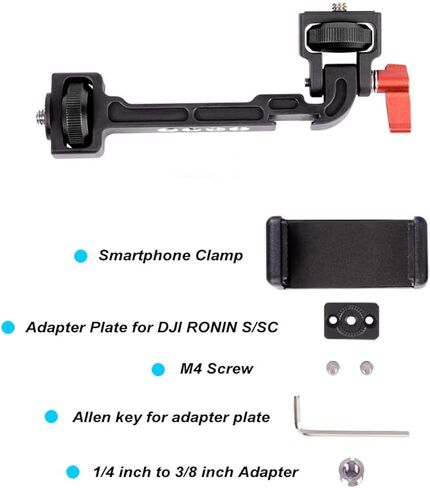 Weebill S/DJI RSC2 Gimbal Monitor Mount, Extension Plate Ronin S Accessories with 1/4 Thread Cold Shoe Mount Smartphone Clamp Compatible with DJI Ronin S/SC/RS2/RSC2/Zhiyun Crane 3/2S/Weebill S/Lab in Kuwait
