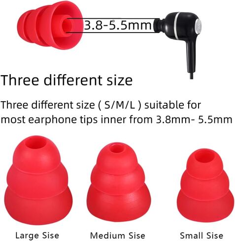 Earbud Tips Triple Flange Earbud Tips Replacement Earbud Tips Silicone Earbud Compatible with 3.8-5.5mm Earphone Earbud Replacement Tips Earbud Caps 9 Pairs S/M/L（White） in Kuwait