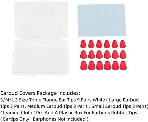 Earbud Tips Triple Flange Earbud Tips Replacement Earbud Tips Silicone Earbud Compatible with 3.8-5.5mm Earphone Earbud Replacement Tips Earbud Caps 9 Pairs S/M/L（White） in Kuwait