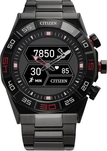 Citizen CZ Smart PQ2 Hybrid Smartwatch with YouQ Wellness app Featuring IBM Watson® AI and NASA Research, Black and White Customizable Display, Bluetooth, HR, Activity Tracker, 18-Day Battery Life in Kuwait