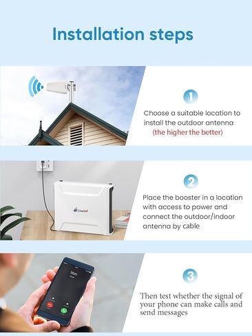 معزز إشارة الهاتف الخليوي مع هوائي داخلي مدمج للمنزل والمكتب، يصل إلى 5000 قدم مربع، يعزز إشارة 5G 4G LTE ونطاق 2/4/5/13/17 ويدعم جميع شركات النقل في الولايات المتحدة وكندا | تمت الموافقة عليه من قبل لجنة الاتصالات الفيدرالية (FCC). in Kuwait
