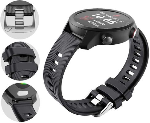 سوار بديل متوافق مع ساعة جارمين من ابيلتا، سوار بديل 20 ملم لساعة جارمين فوررنر 245 باند وفوررنر 55 وجالكسي ووتش 5 برو (اسود), بدون أحجار كريمة in Kuwait