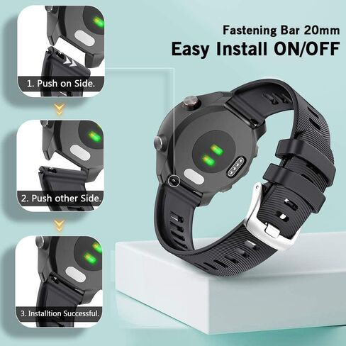 سوار بديل متوافق مع ساعة جارمين من ابيلتا، سوار بديل 20 ملم لساعة جارمين فوررنر 245 باند وفوررنر 55 وجالكسي ووتش 5 برو (اسود), بدون أحجار كريمة in Kuwait