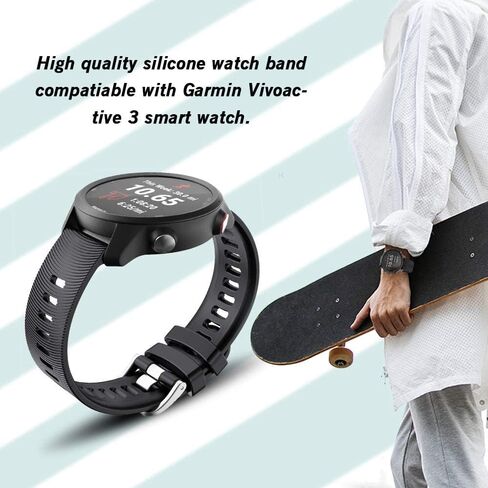 سوار بديل متوافق مع ساعة جارمين من ابيلتا، سوار بديل 20 ملم لساعة جارمين فوررنر 245 باند وفوررنر 55 وجالكسي ووتش 5 برو (اسود), بدون أحجار كريمة in Kuwait