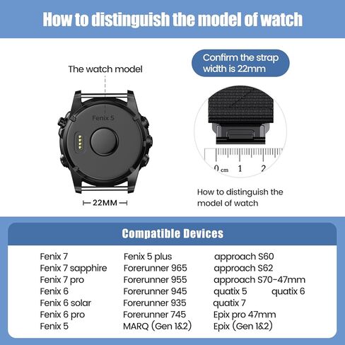ABELTA متوافق مع Fenix ​​6 Band، سوار ساعة سيليكون 22 مم بديل لـ Fenix ​​7 / Fenix ​​6 Pro/Fenix ​​5 / Fenix ​​5 Plus، Forerunner 965/955/945، Approach S62 (أسود) in Kuwait