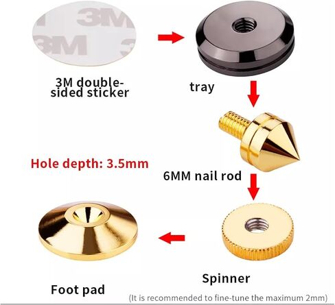 أقدام عزل من TEBASS Premium Pure Cooper لمكبرات الصوت ومكبرات الصوت، 4 عبوات من نظام عزل مكبر الصوت، مضخم صوت CD، مضخم صوت HiFi، مكبر صوت دوار، أقدام حامل عازلة in Kuwait