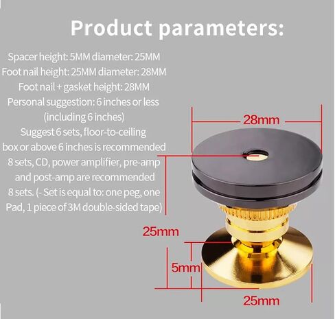 أقدام عزل من TEBASS Premium Pure Cooper لمكبرات الصوت ومكبرات الصوت، 4 عبوات من نظام عزل مكبر الصوت، مضخم صوت CD، مضخم صوت HiFi، مكبر صوت دوار، أقدام حامل عازلة in Kuwait