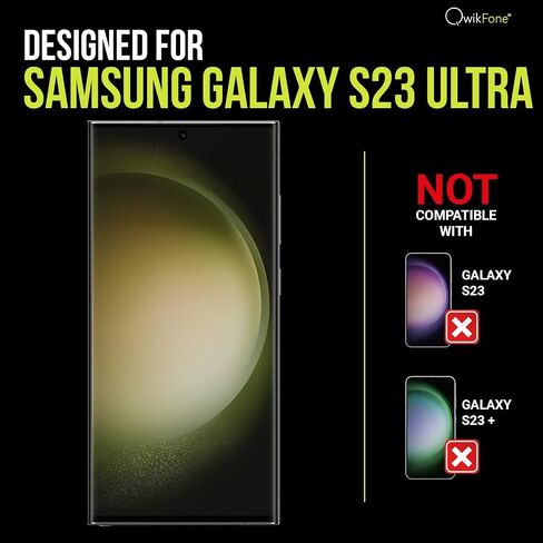 طبقة حماية الشاشة Qwikfone For S23 Ultra - طبقة TPU متينة للغاية لهاتف Samsung Galaxy S23 Ultra - [فتح بصمة الإصبع بنسبة 100%] أقصى قدر من الحماية والوضوح - تغطية كاملة الحواف in Saudi Arabia