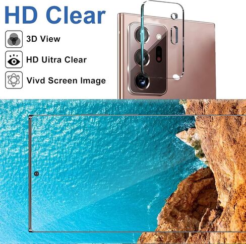 [2+2 Pack] Screen Protector for Samsung Galaxy Note 20 Ultra/Note 20 Ultra 5G,9H Tempered Glass,Ultrasonic Fingerprint Compatible,3D Curved,HD Clear,Bubble-Free , Glass Protector in Saudi Arabia