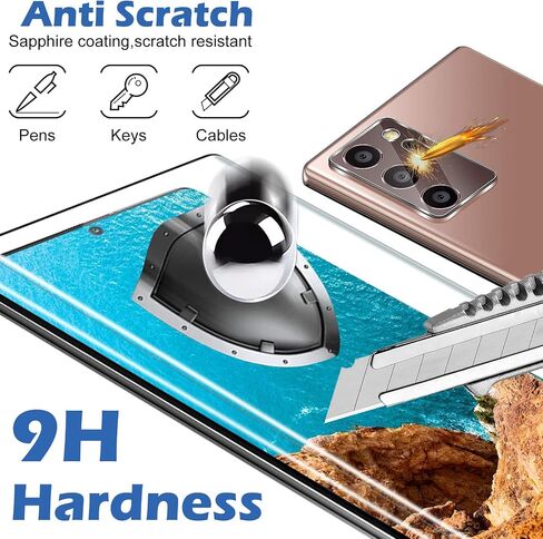 [2+2 Pack] Screen Protector for Samsung Galaxy Note 20 Ultra/Note 20 Ultra 5G,9H Tempered Glass,Ultrasonic Fingerprint Compatible,3D Curved,HD Clear,Bubble-Free , Glass Protector in Saudi Arabia