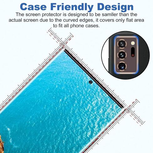 [2+2 Pack] Screen Protector for Samsung Galaxy Note 20 Ultra/Note 20 Ultra 5G,9H Tempered Glass,Ultrasonic Fingerprint Compatible,3D Curved,HD Clear,Bubble-Free , Glass Protector in Saudi Arabia