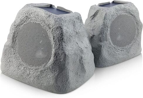 iHome IHRK-500LTMS-PR Solar Powered Rechargeable Battery Powered Wireless Weatherproof 30 Watt Pool Garden Outdoor Glow LED Light Show Night Day Rock Speaker with Multi Link Surround Sound Pair in Kuwait