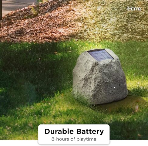 iHome IHRK-500LTMS-PR Solar Powered Rechargeable Battery Powered Wireless Weatherproof 30 Watt Pool Garden Outdoor Glow LED Light Show Night Day Rock Speaker with Multi Link Surround Sound Pair in Kuwait