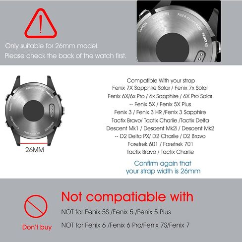 حزام ساعة سريع الإصدار 26 مم متوافق مع Fenix ​​7X/Fenix ​​6X/Fenix ​​6X pro/Fenix ​​5x Sapphire/Fenix3/Descent mk2i، سوار رياضي من السيليكون مريح in Kuwait