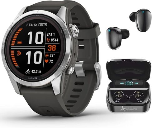 Wearable4U - Garmin Fenix 7 Pro Sapphire Solar Edition: Titanium 47 mm Smartwatch| Up to 22 Days Battery Life, Multisport & Outdoor High-Performance Multi-Band GPS Watch w/Flashlights. in Saudi Arabia