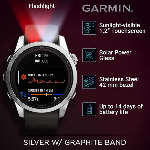 Wearable4U - Garmin Fenix 7 Pro Sapphire Solar Edition: Titanium 47 mm Smartwatch| Up to 22 Days Battery Life, Multisport & Outdoor High-Performance Multi-Band GPS Watch w/Flashlights. in Saudi Arabia