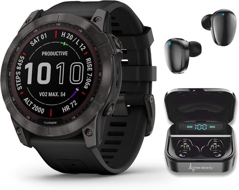 Wearable4U - Garmin Fenix 7 Pro Sapphire Solar Edition: Titanium 47 mm Smartwatch| Up to 22 Days Battery Life, Multisport & Outdoor High-Performance Multi-Band GPS Watch w/Flashlights. in Saudi Arabia