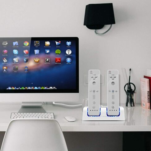 قاعدة شحن Tuboopy Wii، حامل شاحن جهاز التحكم عن بعد مع بطاريتين قابلتين للشحن وسلك شحن (أسود) in Saudi Arabia