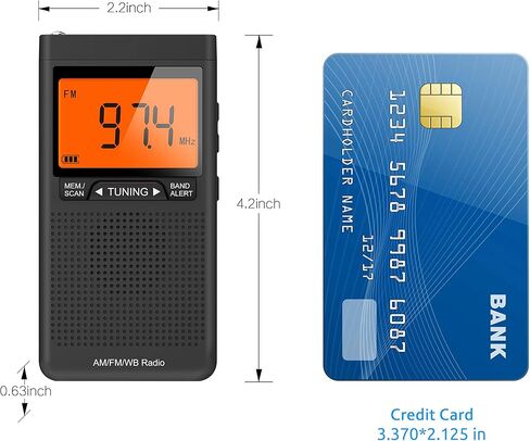 غريديو راديو تنبيه الطقس من نوا، راديو ترانزستور محمول يعمل بالبطارية ايه ام/اف ام مع مقبس سماعة راس، افضل استقبال، ساعة رقمية، شاشة LCD، راديو جيب للمكتب وغرفة النوم والجري والمشي in Kuwait