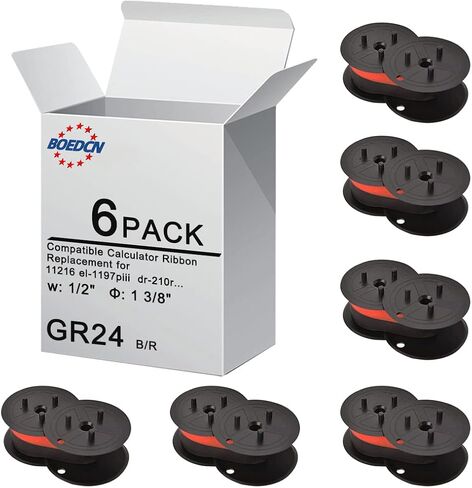 2 Pack Replacement for Porelon 11216 Universal Twin Spool Calculator Ribbon Universal GR24br Compatible with Sharp el-1197piii Nukote BR80c Casio fr-2650tm Adding Machine Ribbons Universal (Black/Red) in Kuwait
