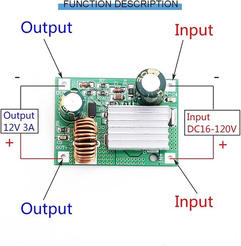 DKARDU 2 pcs DC 9V 12V 24V 36V 48V 72V 84V 120V to 12V 3A DC to DC Step Down Module Wide Voltage Input 12V3A Power Supply Buck Converter with red and Black Cable in Saudi Arabia