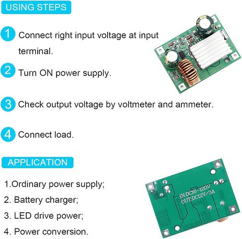 DKARDU 2 pcs DC 9V 12V 24V 36V 48V 72V 84V 120V to 12V 3A DC to DC Step Down Module Wide Voltage Input 12V3A Power Supply Buck Converter with red and Black Cable in Saudi Arabia