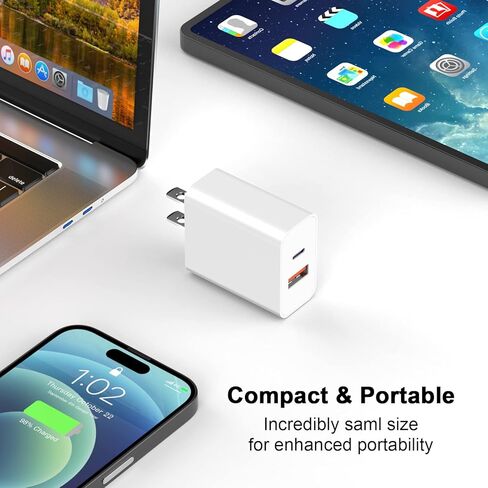 شاحن iPhone سريع، شاحن USB C، [معتمد من Apple MFi] 3 عبوات 20 وات بمنفذ مزدوج USB-C + USB-A محول شحن سريع لـ iPhone14/13/13Pro Max/12 Mini/12 Pro Max/11/XS/XR/ اكس/8، آيباد، إيربودز برو ماكس in Kuwait