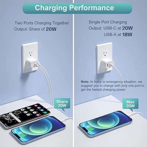 شاحن iPhone سريع، شاحن USB C، [معتمد من Apple MFi] 3 عبوات 20 وات بمنفذ مزدوج USB-C + USB-A محول شحن سريع لـ iPhone14/13/13Pro Max/12 Mini/12 Pro Max/11/XS/XR/ اكس/8، آيباد، إيربودز برو ماكس in Kuwait