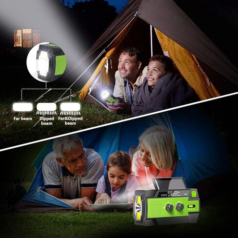 【2023 Upgraded】Emergency Solar Hand Crank Radio, 4000mAh Portable Weather Radio, AM/FM/NOAA, 3 Gear LED Flashlight, Motion Sensor Reading Lamp, Phone Charger, SOS Alert & Compass for Home and Outdoor in Kuwait