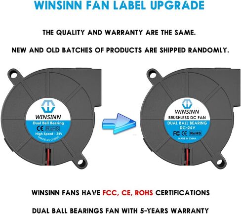 WINSINN 5015 Blower Fan 5V, 3D Printer 5 Volt Fans Blower Turbine Turbo Dual Ball Bearing, Brushless Cooling 50mmx15mm 2PIN (Pack of 2Pcs) in Saudi Arabia
