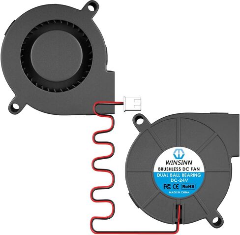 WINSINN 5015 Blower Fan 5V, 3D Printer 5 Volt Fans Blower Turbine Turbo Dual Ball Bearing, Brushless Cooling 50mmx15mm 2PIN (Pack of 2Pcs) in Saudi Arabia