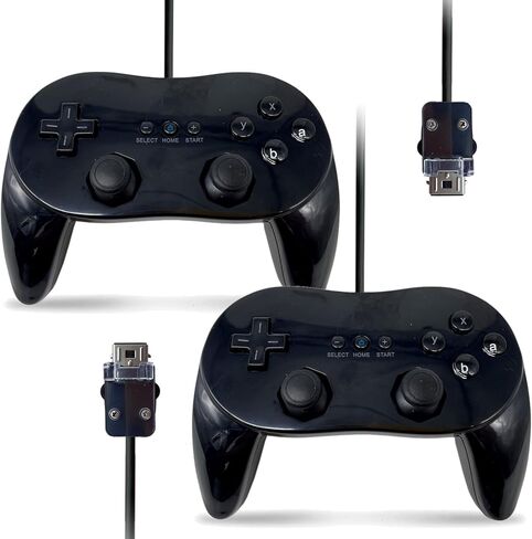 Larqety 2 وحدة تحكم سلكية كلاسيكية احترافية لجهاز Wii وWii U عن بعد (أسود) in Kuwait