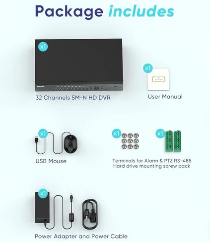 SANNCE DVR لكاميرا الأمان، 5MP Lite 32CH CCTV DVR (بدون محرك أقراص ثابت)، هجين 5 في 1 لكاميرات المراقبة AHD/TVI/CVI/CVBS/IP، كشف الإنسان بالذكاء الاصطناعي، تنبيه البريد الإلكتروني، الوصول عن بعد، تسجيل 24/7 in Kuwait