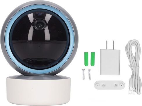 Eujgoov واي فاي كاميرا الأمن الداخلي، كاميرات المراقبة ABS الإسكان الكلب وكاميرا الطفل مع تطبيق الهاتف للمنزل داخلي الولايات المتحدة التوصيل 100 ‑ 240 فولت in Kuwait