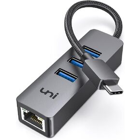 يوني محول ايثرنت USB C، موزع ايثرنت USB C بسرعة 1 جيجابايت في الثانية مع USB 3.0 [بدون برنامج تشغيل، الومنيوم] لماك بوك برو وكروم بوك واكس بي اس وايباد واي ماك وجالكسي وايفون 15 برو/ ماكس وكيبورد in Kuwait