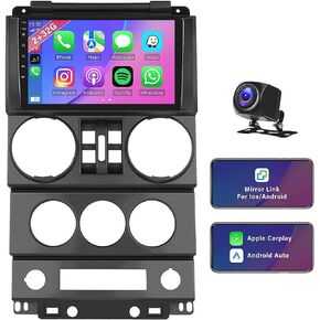 [2+64G] Android 13 Car Stereo for Jeep Wrangler 2008-2010 with Apple Carplay&Android Auto,9 Inch Touch Screen Car Radio with Mirror Link GPS WiFi Bluetooth FM/RDS SWC Dual USB/AUX-in+Backup Camera in Saudi Arabia