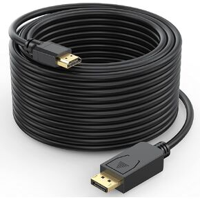 كابل UVOOI 4K DisplayPort-DP إلى HDMI بطول 50 قدمًا، ومنفذ عرض إلى كابل HDMI بطول 50 قدمًا، 4K وثلاثي الأبعاد، فيديو/صوت، 15.24 مترًا للتلفزيون عالي الدقة والشاشة وجهاز العرض in Kuwait