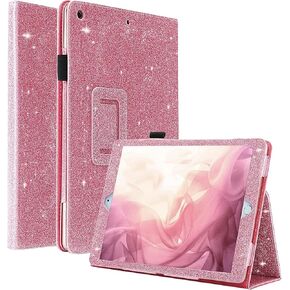 iPad 9th Generation Case 2021/iPad 8th Gen 2020/iPad 7th Gen 2019 Glitter Leather Girls Protective Cover with Pencil Holder Stand for iPad 9/8/7 Gen 10.2 inch 2021/2020/2019-Black