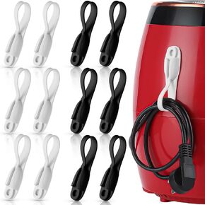 12 Pcs Cord Bundlers Organizer for Appliances, Black | Self Adhesive Kitchen Sticky Silicone Holder Organizer for Air Fryer, Toaster, Home Decorations Accessories in Saudi Arabia