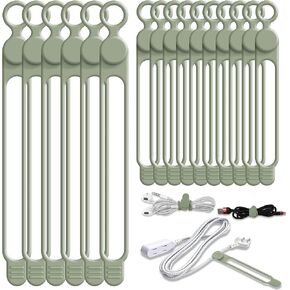 30Pcs Nearockle Silicone Cable Ties for Bundling Earphone, Phone Charger, Computer Cords, Reusable Cord Organizer Cable Management in Home,Office,Kitchen,School (6 Colors)